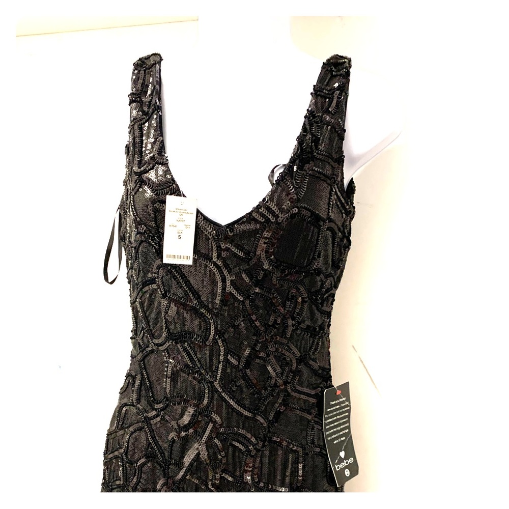 bebe Black Sequin Midi Dress